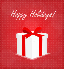 Happy Holidays Greeting Card Gift Box Red Background EPS 10