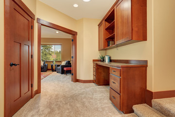 nice unfurnished room with built in office area.