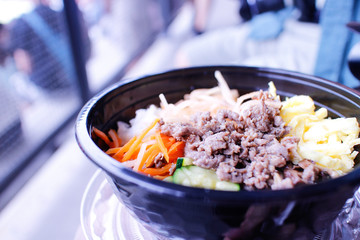 bibimbap - Korean meat bowl  at festival grounds