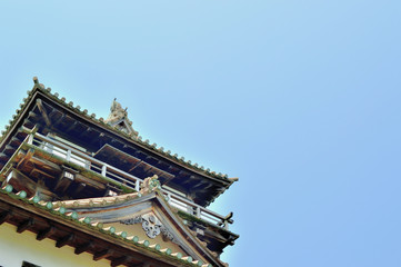 Fototapeta na wymiar Castle tower of Maruoka castle in Sakai city,Fukui prefecture,Japan
