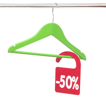 Coat Hanger With Discount Tag