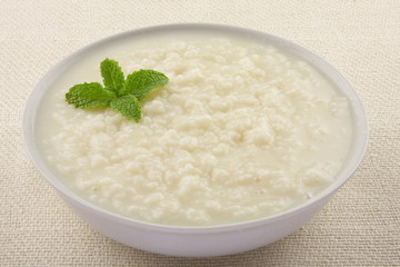 Homemade rice pudding .