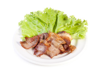 deep fried pork belly on white background