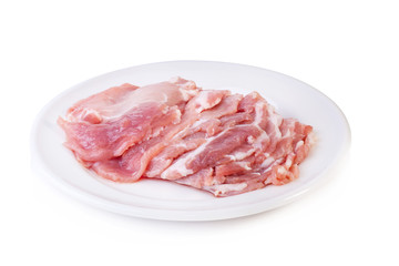 raw pork meat isolated on white