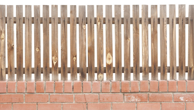 wooden fence over the white background