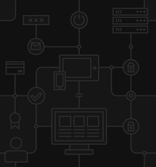 Internet Security Seamless Pattern on a Dark Background. Vector Flat Illustration.