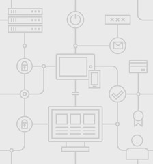 Internet Security Seamless Pattern on a Grey Background. Vector Flat Illustration.