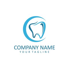 Dental Logo Blue Color. Dental Care Creative Concept Logo Design Template