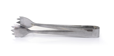 Ice tongs on white background