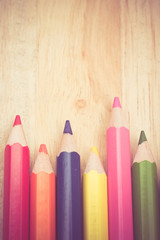 Color pencils old retro vintage style