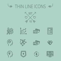 Business thin line icon set