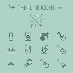 Music and entertainment thin line icon set