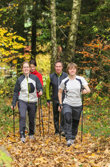 Walker-Gruppe im herbstlichen Wald