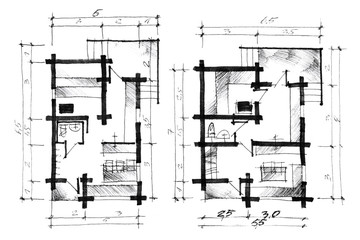 black and white residential place sketch