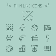 Business shopping thin line icon set