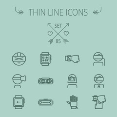 Technology thin line icon set
