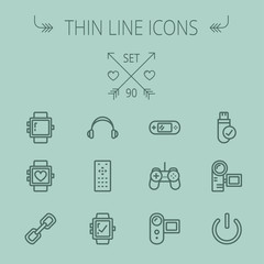 Technology thin line icon set