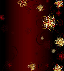 red background with gold flowers