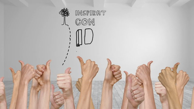 Idea buzzwords with many thumbs up