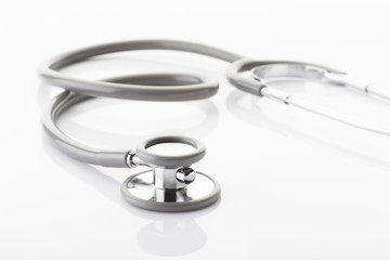 Medical stethoscope on white