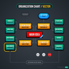 Organization chart with rectangle elements. EPS10.