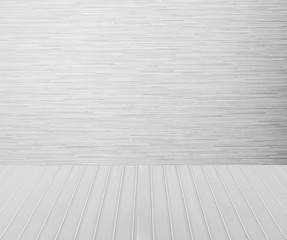 White wood wall and white wood floor