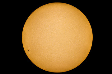 Our Sun with sunspots real picture with telescope and Sun filter