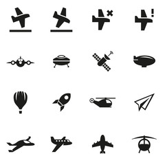 Vector black airplane icon set