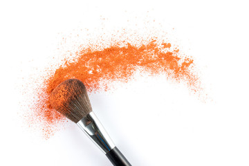 orange Powder Eyeshadow on a Brush, fashion beauty