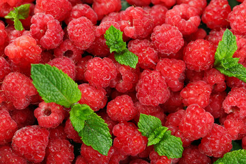 Sweet raspberries background