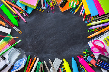 School stationery on blackboard framing - back to School   © Romolo Tavani