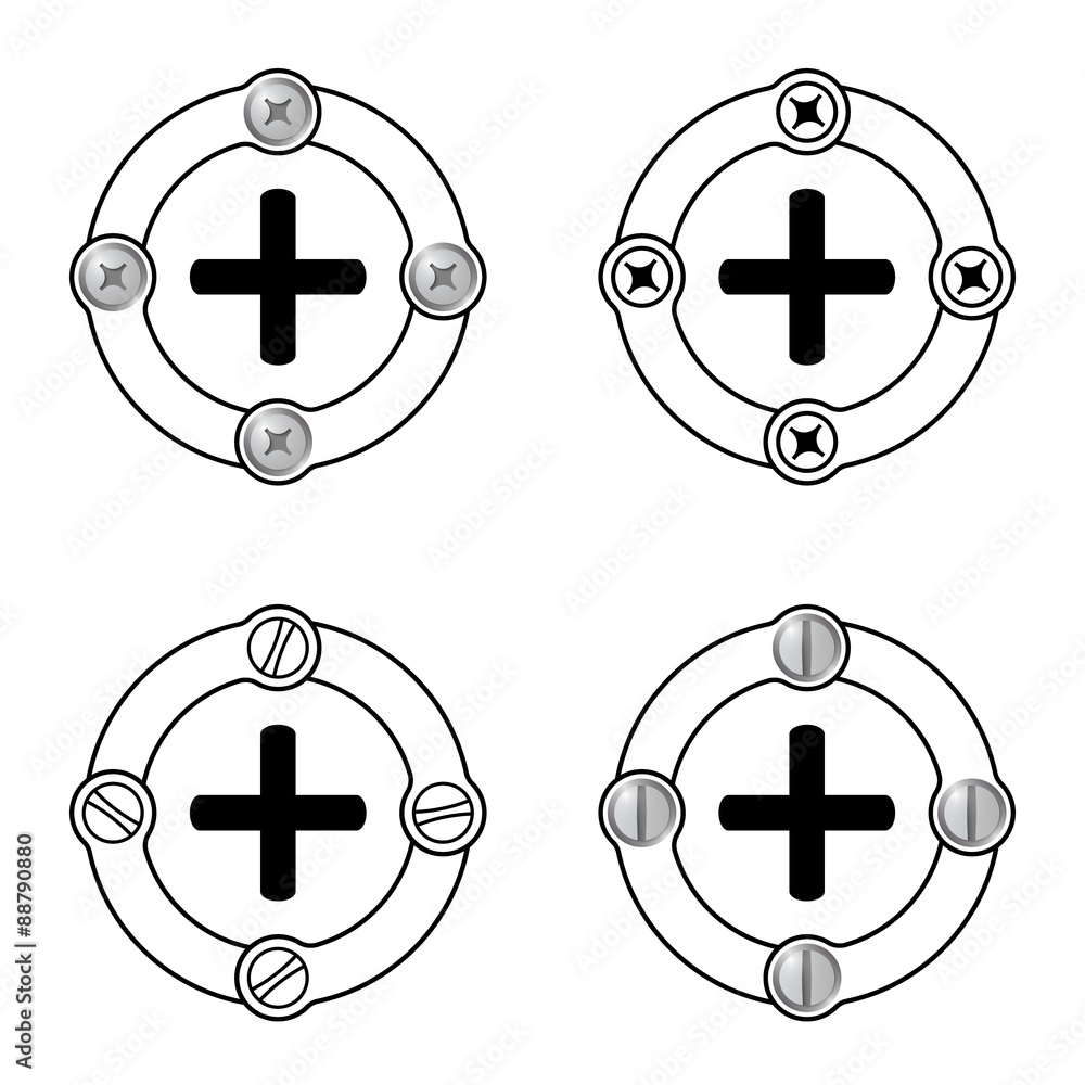 Poster set of four flat frames and plus symbol