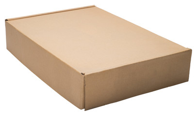 Flat cardboard box  isolated on white. No shadow.