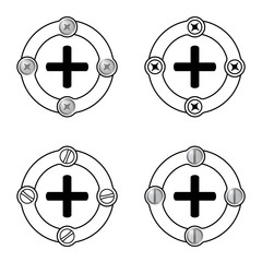 Obraz premium Set of four flat frames and plus symbol