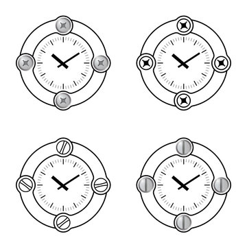 Set of four flat frames and watches
