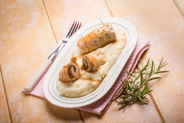 stuffed roll with purè