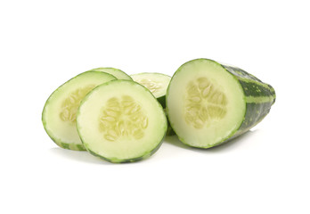 Cucumber sliced isolated over white background