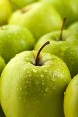 Ripe green apples close up