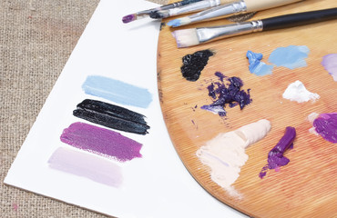 oil paints on the palette