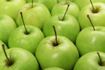 Ripe green apples close up