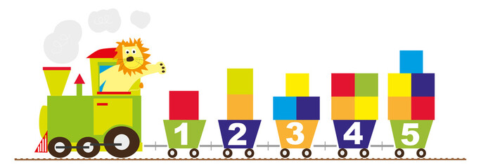 train with numbers and color blocks - vectors for children