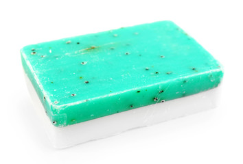 Bar of natural soap isolated on white
