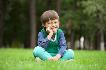 Closeup portrait of beautiful little boy