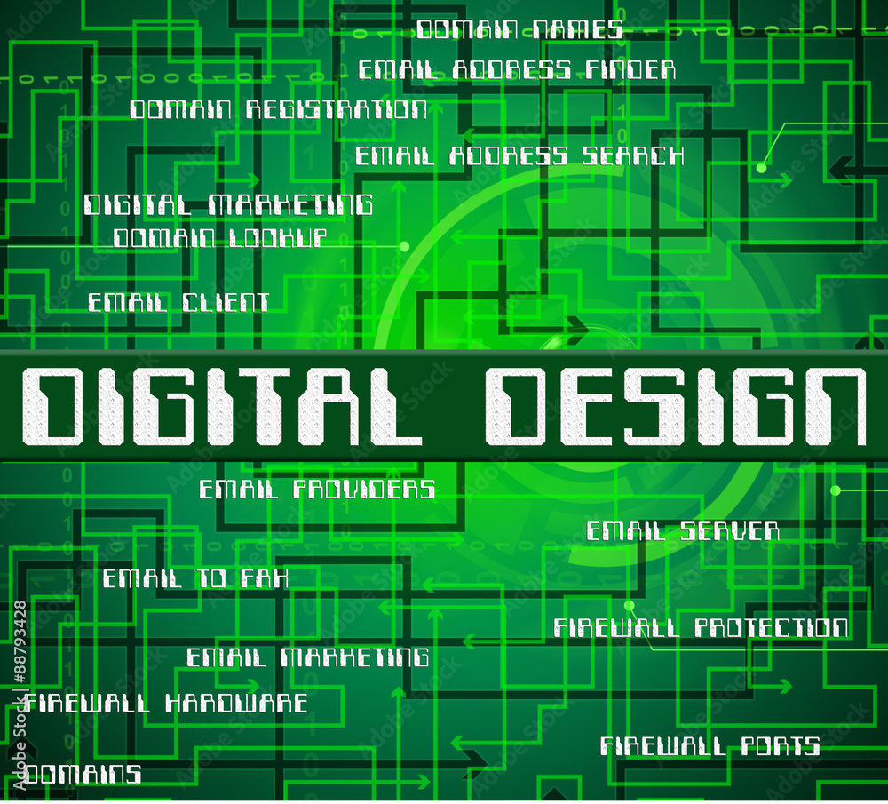 Poster digital design represents high tec and computing