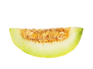 slice of cantaloupe melon on white 