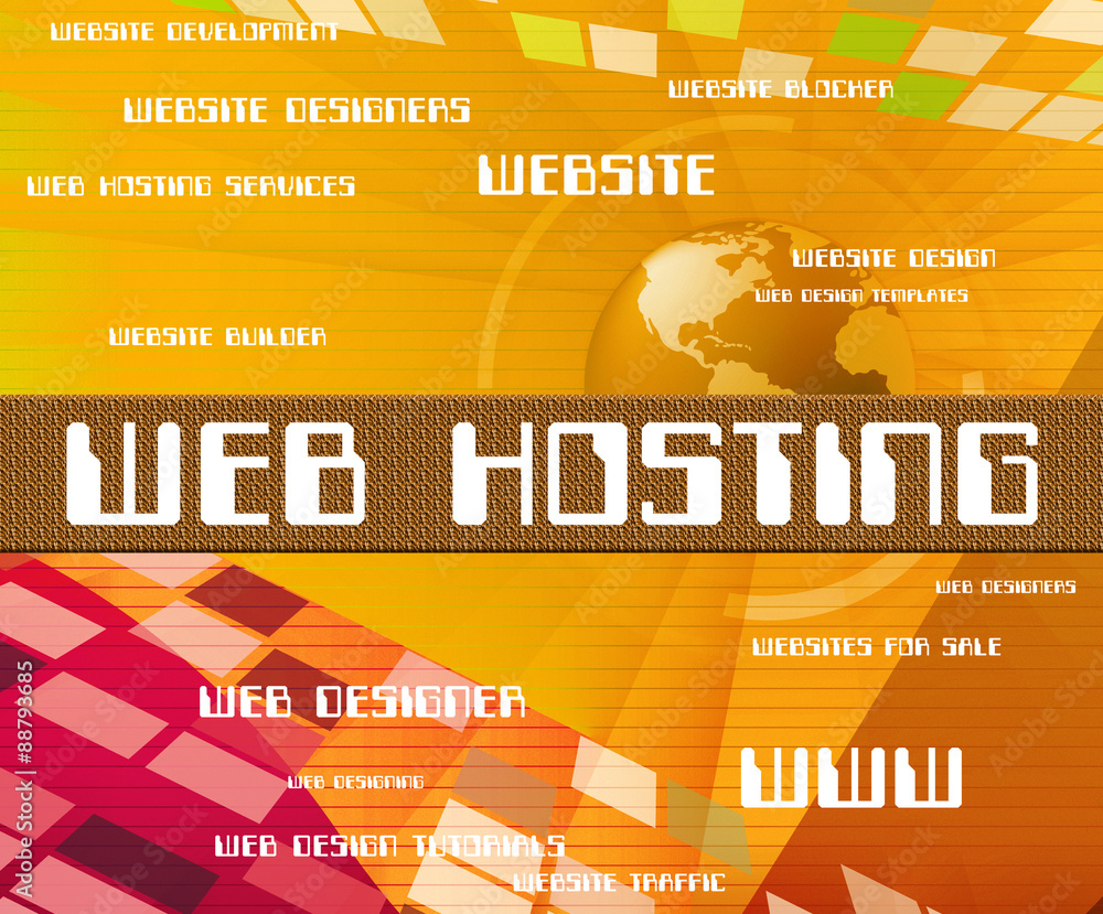 Poster web hosting indicates searching www and online