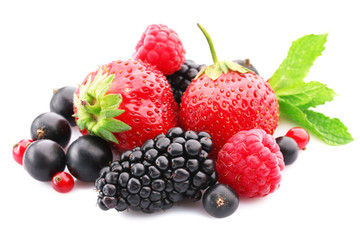 Mix of fresh berries isolated on white isolated on white © Africa Studio