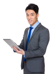Businessman use of the tablet pc