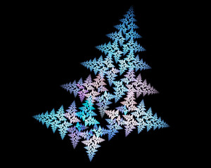 Abstract fractal design. Blue fir on black.