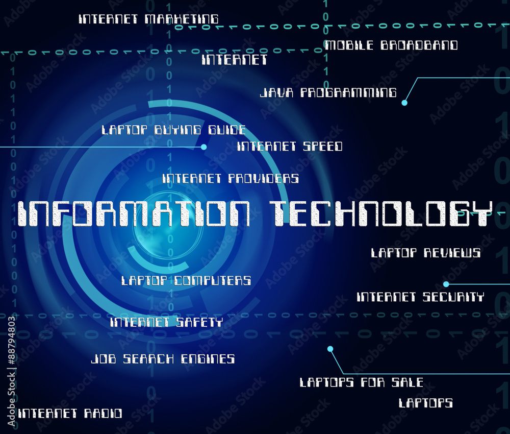 Poster information technology shows internet communication and computin
